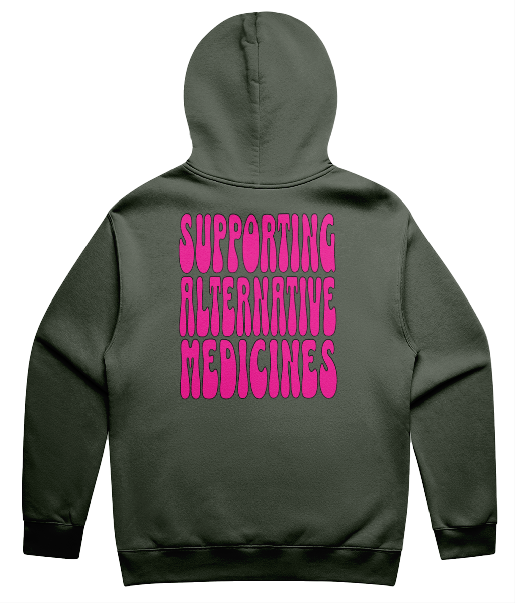 Supporting Alternative Medicines Unisex Hoodie Pink Print
