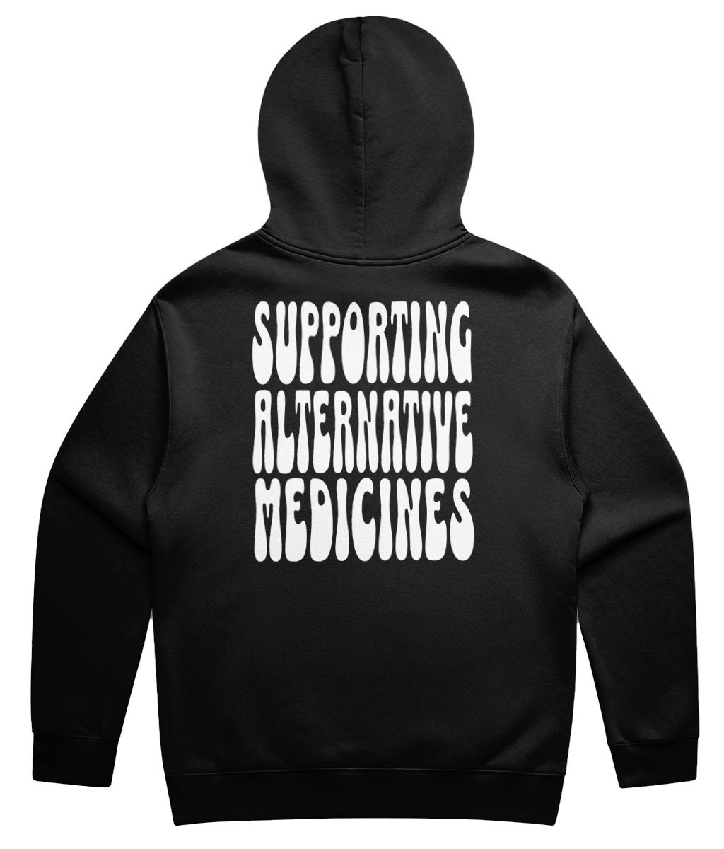 Supporting Alternative Medicines Unisex Hoodie White Print