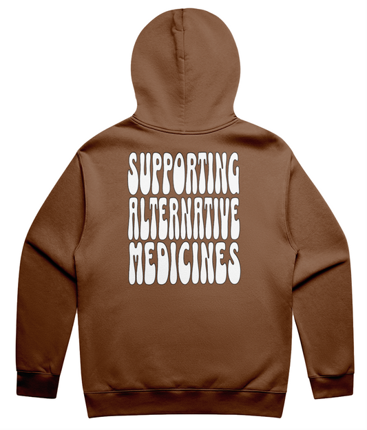 Supporting Alternative Medicines Unisex Hoodie White Print