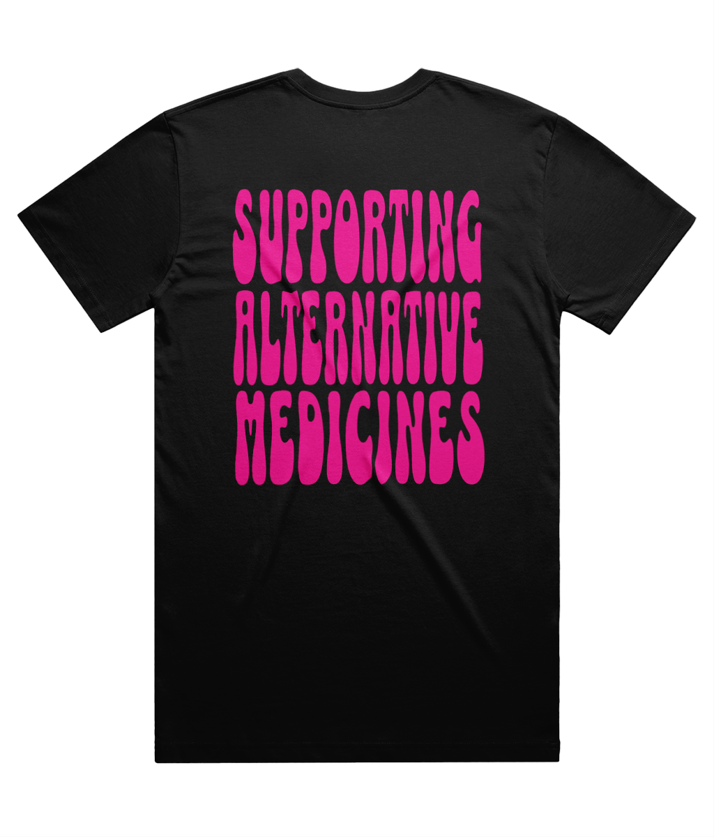 Supporting Alternative Medicines Unisex T-Shirt Pink Print