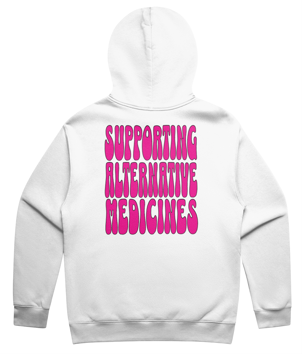 Supporting Alternative Medicines Unisex Hoodie Pink Print