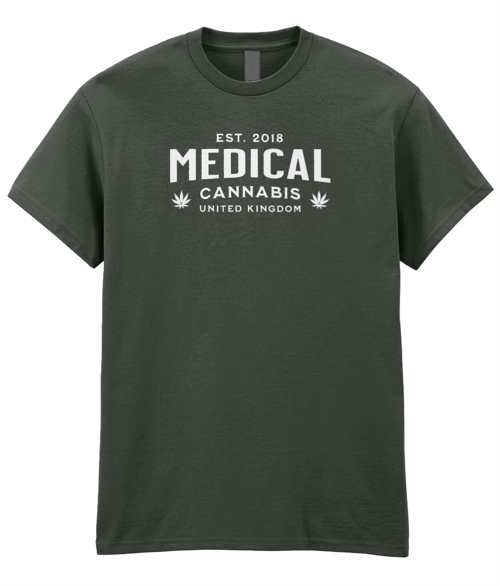 Medical Cannabis Est. 2018 White Print Unisex T-Shirt