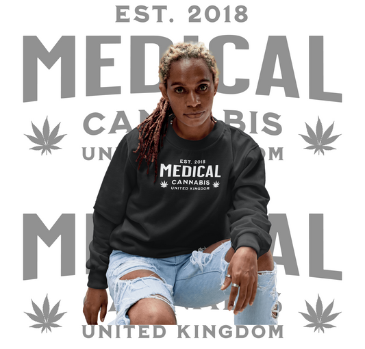 Medical Cannabis Est. 2018 White Print Unisex Sweatshirt