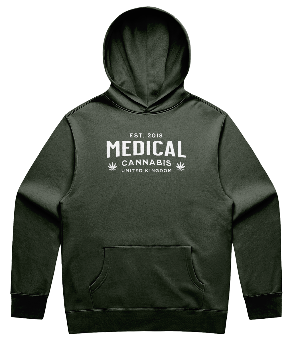Medical Cannabis Est. 2018 White Print Unisex Hoodie