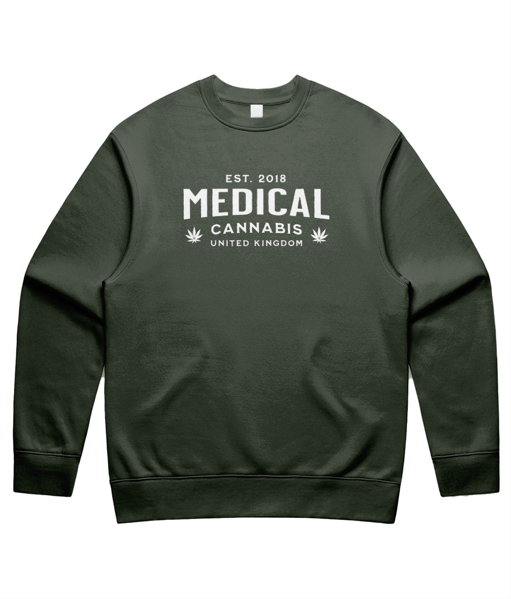 Medical Cannabis Est. 2018 White Print Unisex Sweatshirt
