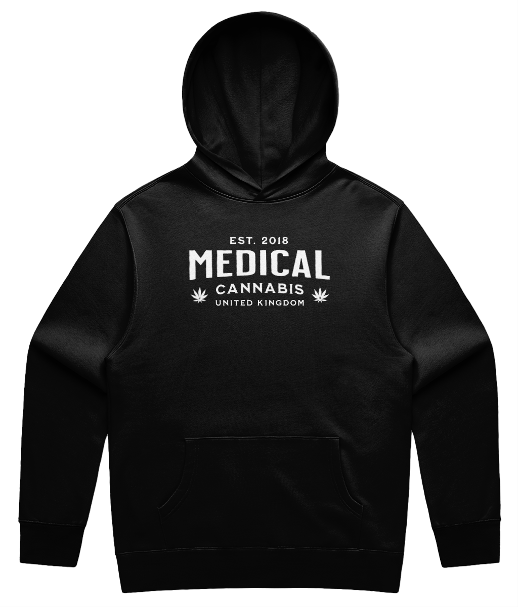 Medical Cannabis Est. 2018 White Print Unisex Hoodie