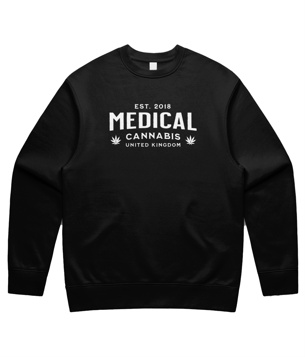 Medical Cannabis Est. 2018 White Print Unisex Sweatshirt